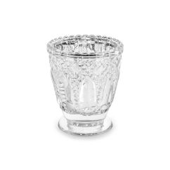  Värmeljushållare - Silverfärgat glas, 7 x 8 cm