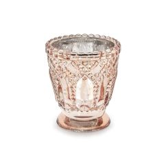  Ljuslykta av glas - Roséguld/silver, 7x8cm