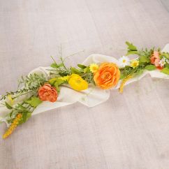  Somrig blomgirlang - Gul/orange, 1,6m