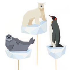  Cake Toppers - Arktiska djur, 3-pack