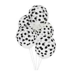  Klara ballonger med svarta prickar - 30cm, 5-pack