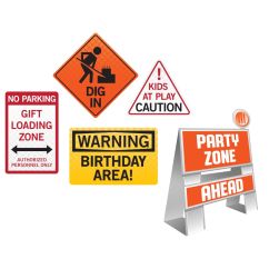  Dekorationer - Byggarbetsplats varningsskyltar, 5-pack