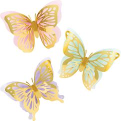  Väggdekoration - Flygande fjärilar, 3-pack