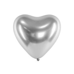  Hjärtformade Chrome ballonger - Silverfärgade, 27cm, 50-pack