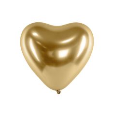 Hjärtformade Chrome ballonger - Guldfärgade, 27cm, 50-pack