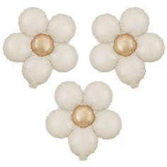  Folieballong - Blomformade ballonger, Krämvit, 3-pack