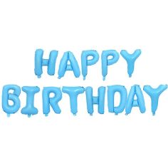  Folieballong - Happy Birthday - Ljusblå
