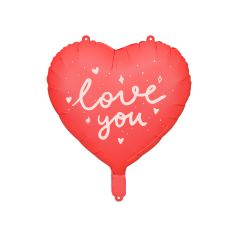  Folieballong - Rött hjärta - love you, 45cm