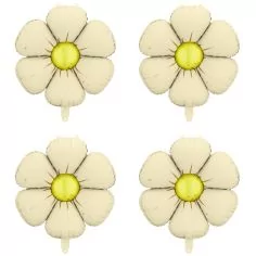  Folieballonger - Blomformade ballonger, Beige, 4-pack