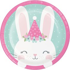  Birthday Bunny papptallrikar, 17cm, 8-pack