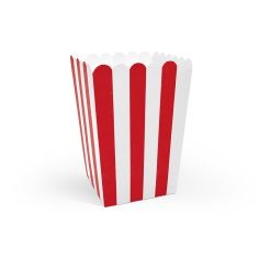  Popcornbägare, Röd-vit, 6-pack