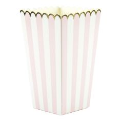  Små popcornbägare - Rosarandiga med guldkant, 8-pack