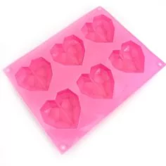 Silikonform - Diamond Hearts