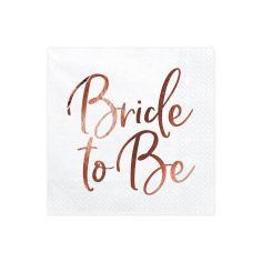 Servetter - Bride to Be, Roséguld, 20-pack