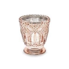  Ljuslykta av glas - Roséguld/silver, 7x8cm