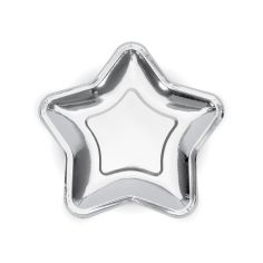  Stjärnformade tallrikar - Silver, 23 cm, 6-pack