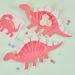 Rosa dinosaurieformade papptallrikar, 8-pack