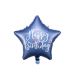  Folieballong - Stjärna, "Happy Birthday", blå, 40cm