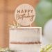  Rund tårtdekoration i trä - Happy Birthday