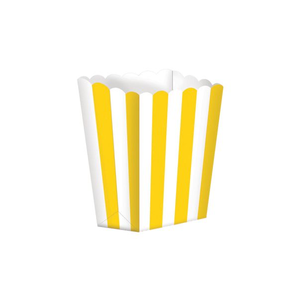  Små popcornbägare - Gul-vit randiga, 5-pack