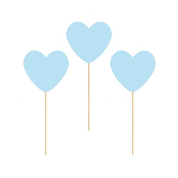  Dekorationspinnar - Hjärta, Ljusblå, 6-pack