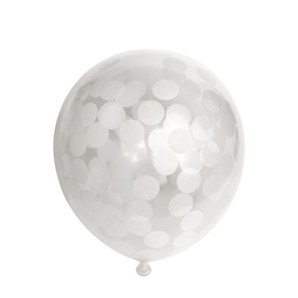  Konfetti-ballonger - Vita konfetti, 6-pack
