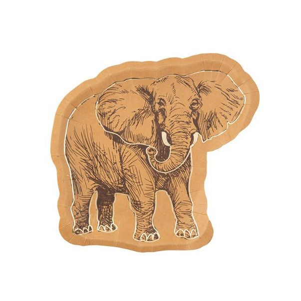  Papperstallrikar - Savannsafari, Elefant, 8-pack
