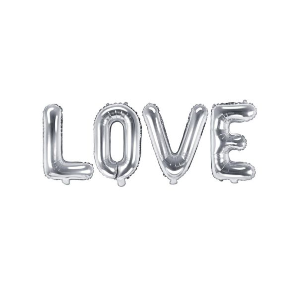  Folieballongs bokstäver - Love, silverfärgade