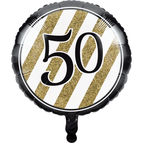  Folieballong - 50, Gyllene/svart, 30cm