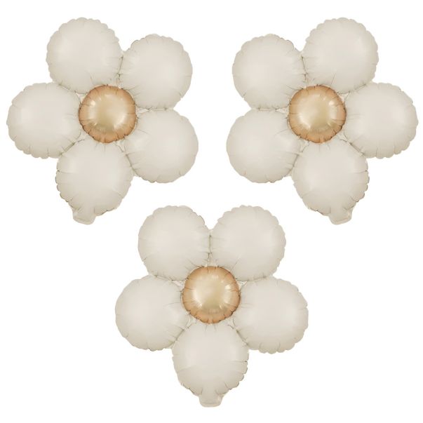  Folieballong - Blomformade ballonger, Krämvit, 3-pack