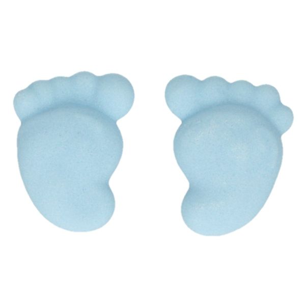 FunCakes Sockerdekorationer - Baby Feet, Ljusblå, 16-pack