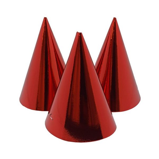  Röd metallic festhattar, 6-pack