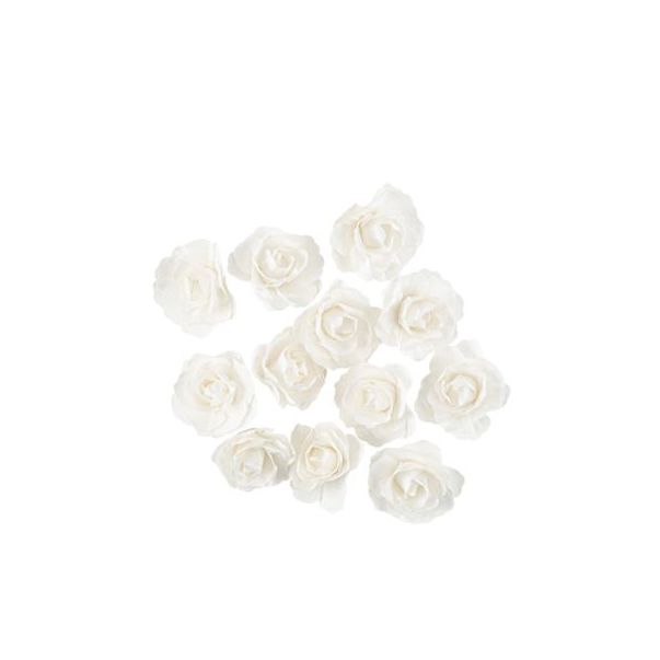  Dekorationsblommor - Vita rosor med klistermärke, 3,5cm, 12-pack