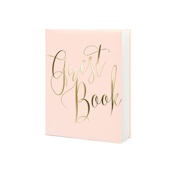  Rosa gästbok med guldfärgad text