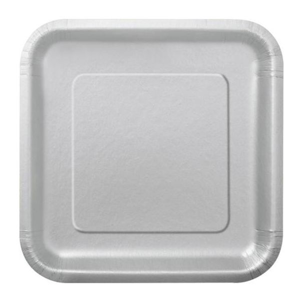  Papptallrikar - Grå kvadrat, 18cm, 16-pack