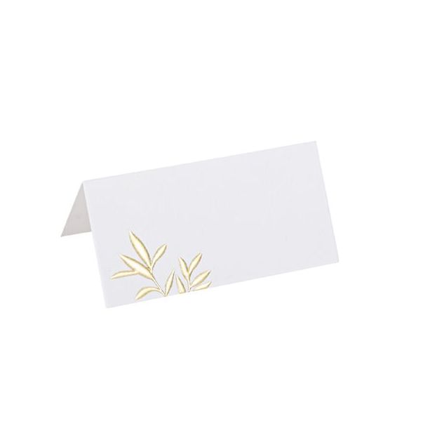  Placeringskort - Vita med guldblad, 10-pack