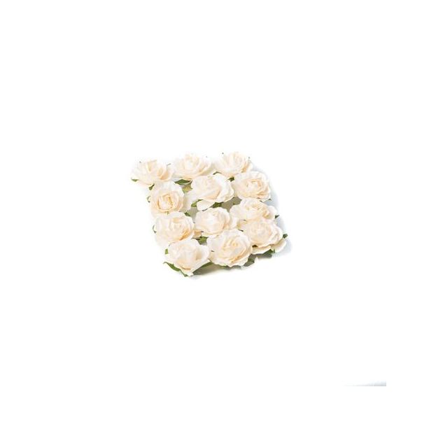  Dekorationsblommor - Gräddvita rosor, 3,5cm, 12-pack
