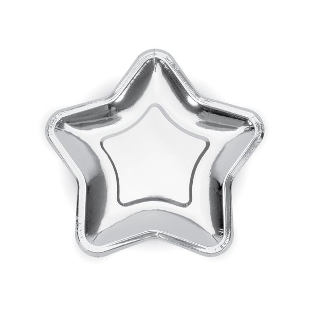  Stjärnformade tallrikar - Silver, 23 cm, 6-pack